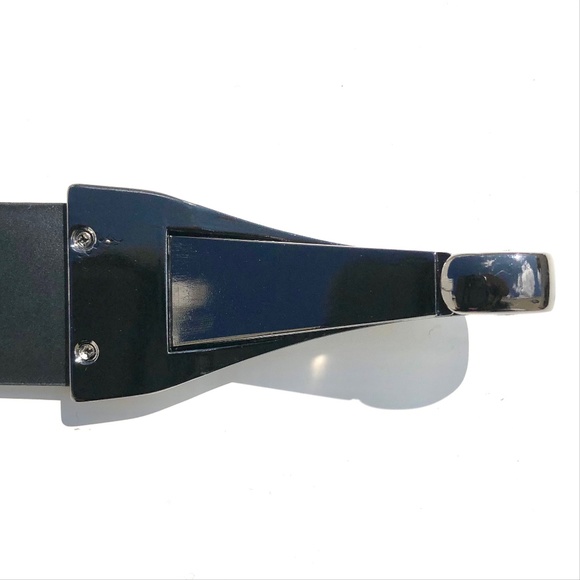 WCM New York leather belt women O/S adjust animal print leopard snake gunmetal - Picture 8 of 16